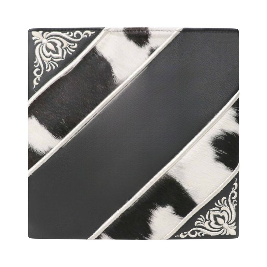 Tallis and Tefillin Bag Design 416 - Black Leather and Fur – Black&White Fur