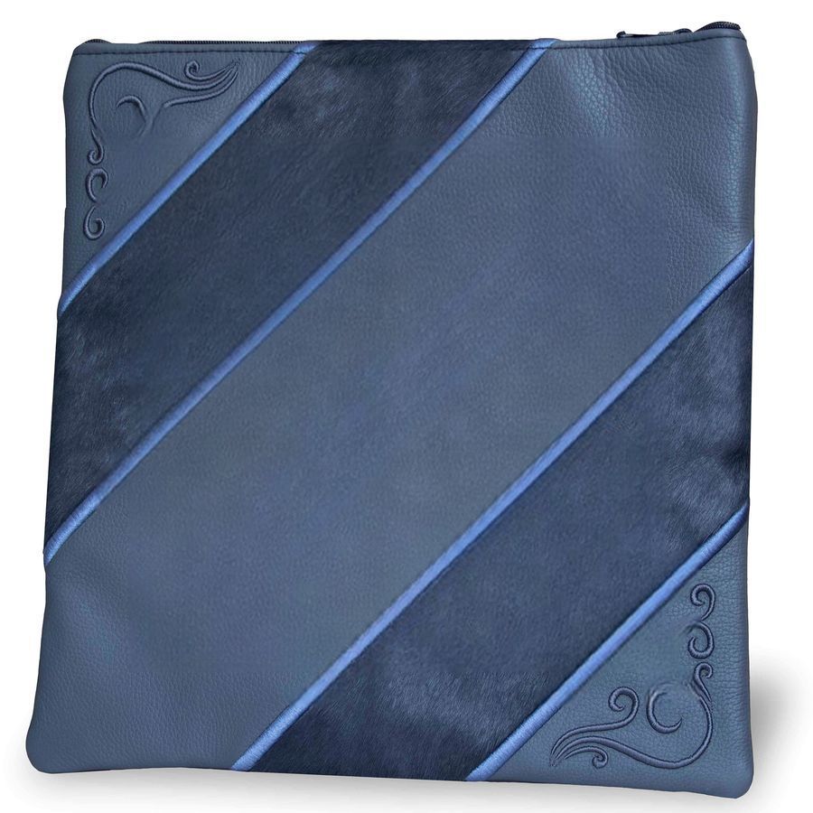 Tallis and Tefillin Bag Design 416 - Navy Leather and Fur – Navy