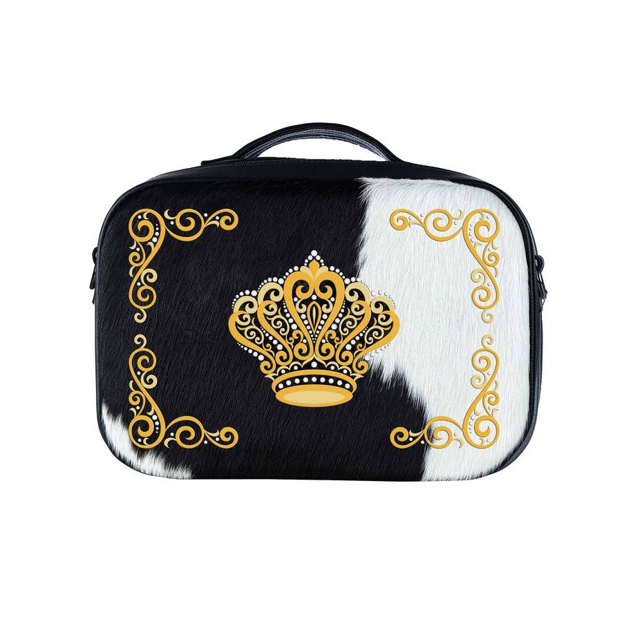 Traveling Tallit Bag Black and White Fur Crown 824 with Embroidered Corners